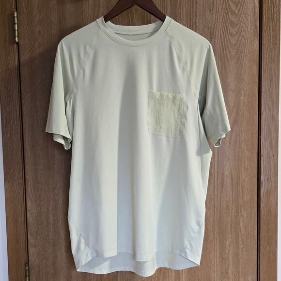 Lululemon Ventilated Hiking Short Sleeve Shirt Dewy Lime Green Sz L - Picture 2 of 8